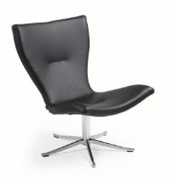 Billede af Conform Gyro Lænestol SH: 40cm - Sort læder/Aluminium