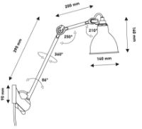 Billede af DCW Editions Lampe Gras N222 Væglampe Rund H: 40cm - Sort/Sort