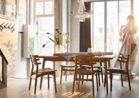 Billede af FDB Møbler J48 Stol Poul M. Volther Siddehøjde: 46 cm - Eg/Sort Læder