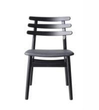 Billede af FDB Møbler J48 Stol Poul M. Volther Siddehøjde: 46 cm - Sort Læder/Sort Eg