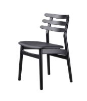 Billede af FDB Møbler J48 Stol Poul M. Volther Siddehøjde: 46 cm - Sort Læder/Sort Eg