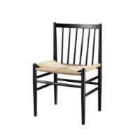 Billede af FDB Møbler J80 Jørgen Bækmark Stol SH: 45 cm - Sortlakeret Bøg / Natur Flet  