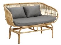 Billede af Nordal BALI Sofa i Rattan med Hynder L: 138 cm - Natur / Grå OUTLET