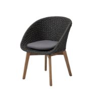 Billede af Cane-line Outdoor Peacock Stol SH: 47 cm - Dark Grey/Teak