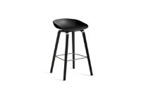 Billede af HAY AAS32 Barstol Low SH: 64 cm - Black Stained Oak Veneer / Black / Footrest Stainless Steel 