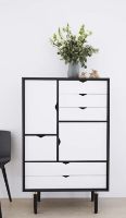 Billede af Andersen Furniture S5 Opbevaringsmøbel 83x132 cm - Sort/Hvide fronter