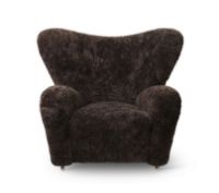 Billede af Audo Copenhagen Den Trætte Mand Lænestol - Dark Stained Oak/Lammeskind Espresso