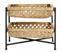 Billede af Nordal Bamboo Tray w/ 2 Baskets 34 x 23 cm - Natural / Black OUTLET