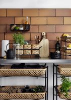 Billede af Nordal Bamboo Tray w/ 2 Baskets 34 x 23 cm - Natural / Black OUTLET