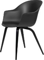 Billede af GUBI Bat Dining Chair Wood Base 45 cm - Black Stained Beech/Black
