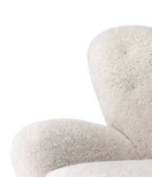 Billede af Audo Copenhagen Den Trætte Mand Lænestol inkl. Skammel SH: 38cm, Lammeskind - Moonlight/Smoked Oak