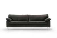 Billede af Mogens Hansen MH2163 2 Pers Sofa L: 160 cm - Sort Premium Læder / Rustfrit Stål