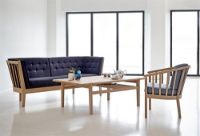 Billede af Stouby Maria 2 personers sofa - Ubehandlet bøg/Sort Sierra læder

