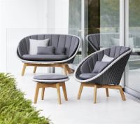 Billede af Cane-line Outdoor Peacock Fodskammel/Sidebord - Teak/Light Grey