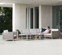 Billede af Cane-line Outdoor Connect Loungestol inkl. Hynder SH: 30 cm - Taupe/Hvid