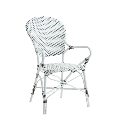 Billede af Sika-Design Isabell Exterior Caféstol med Armlæn SH: 45 cm - Hvid/Cappuchino 