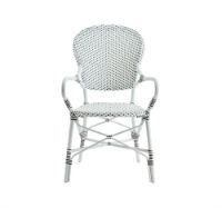 Billede af Sika-Design Isabell Exterior Caféstol med Armlæn SH: 45 cm - Hvid/Cappuchino 
