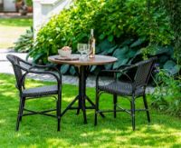 Billede af Sika-Design Nicole Cafébord Ø: 80 cm - Black Aluminium/Teak