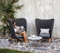 Billede af Cane-line Outdoor Twist Sofabord Mellem Ø: 70 cm - Light Grey/Fossil Grey Keramik 