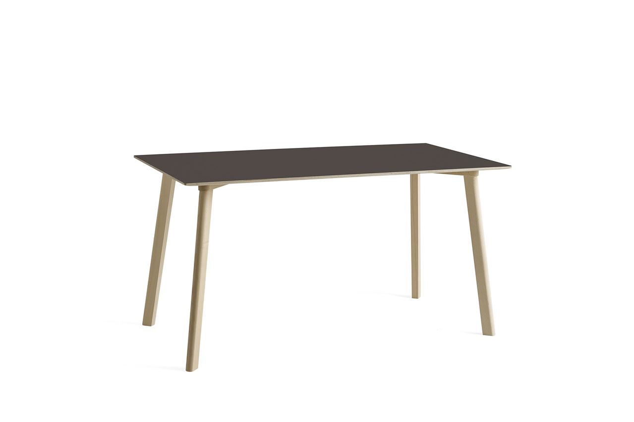 Billede af HAY CPH Deux 210 Table 140x75x73 cm - Untreated Solid Beech/Stone Grey Laminate 