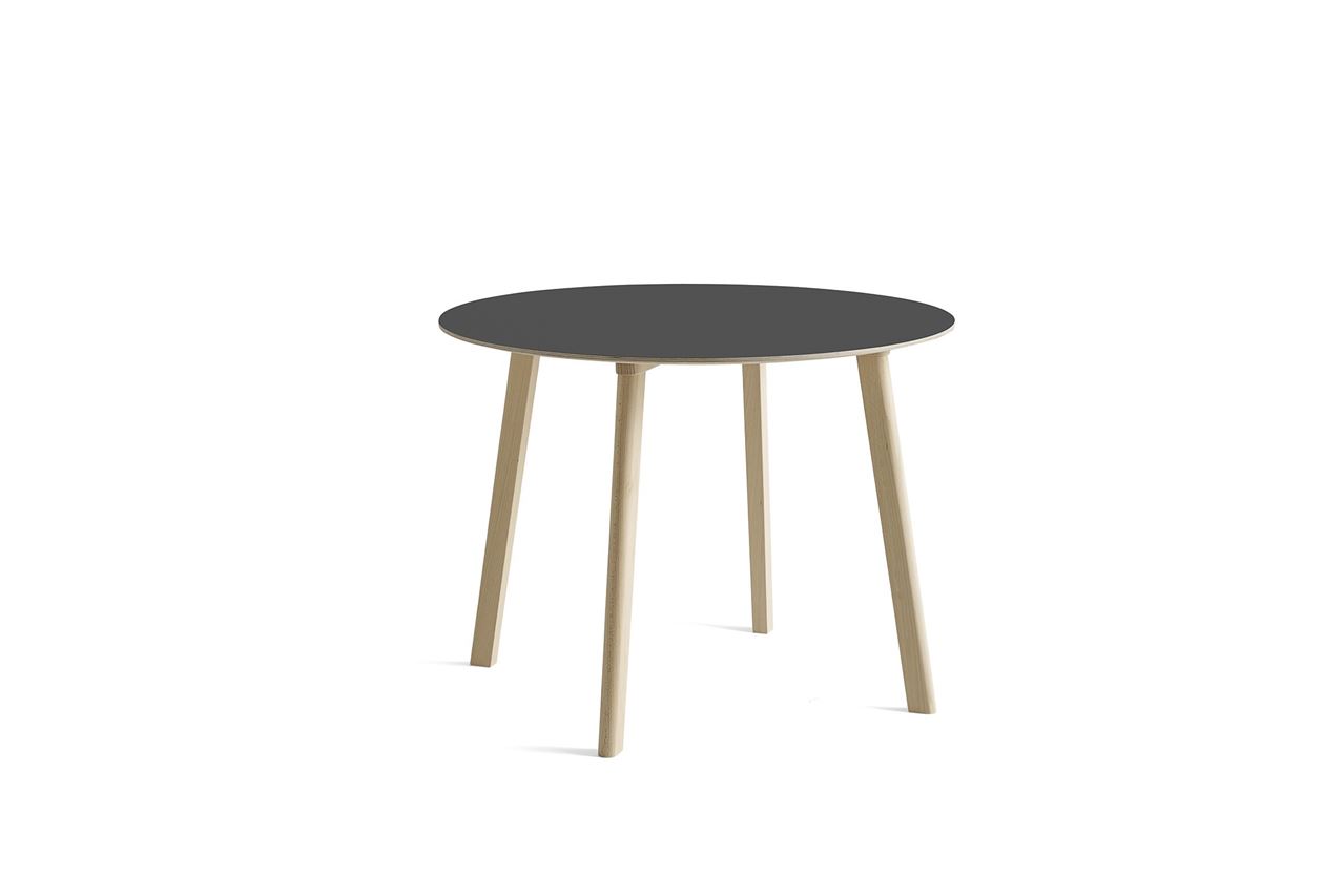 Billede af HAY CPH Deux 220 Table Ø: 98 cm - Untreated Solid Beech/Stone Grey Laminate
