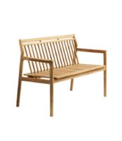 Billede af FDB Møbler M12 Sammen 2 pers. Havebænk med ryglæn L120 cm - Massiv Teak/Natur 