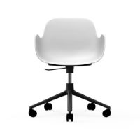 Billede af Normann Copenhagen Form Drejestol m. armlæn og hjul - Hvid/Sort Aluminium