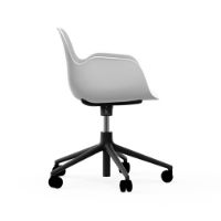 Billede af Normann Copenhagen Form Drejestol m. armlæn og hjul - Hvid/Sort Aluminium