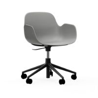 Billede af Normann Copenhagen Form Drejestol m. armlæn og hjul - Grå/Sort Aluminium