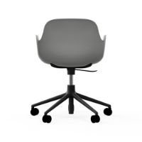 Billede af Normann Copenhagen Form Drejestol m. armlæn og hjul - Grå/Sort Aluminium