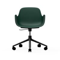 Billede af Normann Copenhagen Form Drejestol m. armlæn og hjul - Grøn/Sort Aluminium