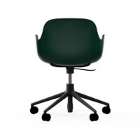 Billede af Normann Copenhagen Form Drejestol m. armlæn og hjul - Grøn/Sort Aluminium