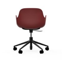 Billede af Normann Copenhagen Form Drejestol m. armlæn og hjul - Rød/Sort Aluminium