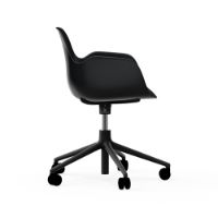 Billede af Normann Copenhagen Form Drejestol m. armlæn og hjul - Sort/Sort Aluminium