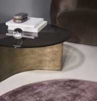 Billede af Wendelbo Arc Sofabord Medium Ø: 75 cm - Glas/Bronzelakeret Stel