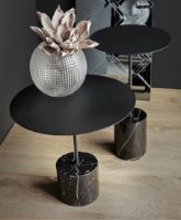 Billede af Wendelbo Calibre Sidebord Lav Ø: 44 cm - Sort Marmor/Pulverlakeret Sort Stål