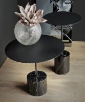 Billede af Wendelbo Calibre Sidebord Høj Ø: 32 cm - Sort Marmor/Pulverlakeret Sort Stel 