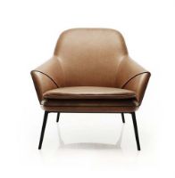 Billede af Wendelbo Hug Læder Lænestol SH: 41 cm - Dark Brown