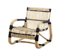 Billede af Cane-line Indoor Curve Loungestol SH: 34 cm - Natural Rattan/Black Bindings