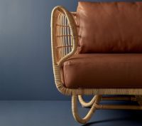 Billede af Cane-line Indoor Nest Loungestol SH: 40 cm - Natural Rattan/Cognac Leather