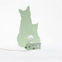 Billede af Goodnight Light Decoupage Kitties Lamp H: 33 cm - Mint OUTLET