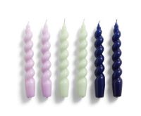 Billede af HAY Candle Spiral 6 pcs H: 19 cm - Lilac Mint Midnight Blue OUTLET