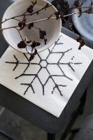 Billede af House Doctor Servietter Snow Flake 20x20 cm - Hvid/Sort OUTLET
