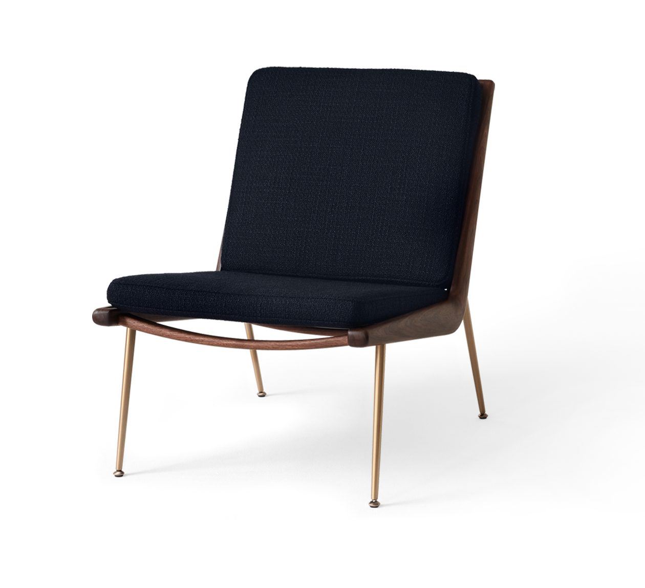 Billede af &Tradition Boomerang HM1 Loungestol SH: 42 cm - Oiled Walnut w. Brass/Loop Marine