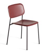 Billede af HAY Soft Edge P10 Spisebordsstol SH: 47,5 cm - Black Powder Coated Steel / Fall Red