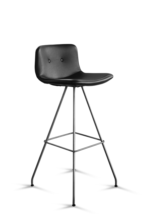 Billede af Bent Hansen Primum Bar Stool High - Zenzo 207 Black Leather/Stainless Steel