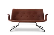 Billede af Bent Hansen Primum 2 pers. sofa m. Armlæn L: 140 cm - Davos Brown Læder/Sort Stel