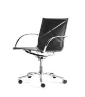 Billede af Montana Joint 1211 Kontorstol m. Armlæn SH: 45-50 cm - Silk Sort Læder/Poleret Aluminium 