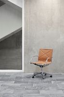 Billede af Montana Joint 1211 Kontorstol m. Armlæn SH: 45-50 cm - Silk Sort Læder/Poleret Aluminium 