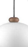 Billede af FDB Møbler U2 Hiti Pendel m. Sort Ledning Ø: 26 cm - Lakeret Valnød/Opal Glas